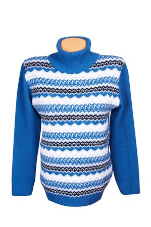 Blue -white sweater isolated on a white background.の写真素材