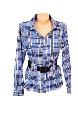Modern blue blouse isolated on a white background.の写真素材