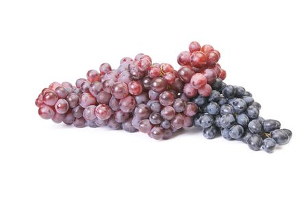 Pink,blue grape cluster  isolated on a white background.の写真素材