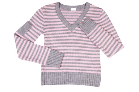 Nice,pink- striped jumper isolated on a white background.