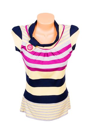 Yellow-pink vest isolated on a white background.の写真素材