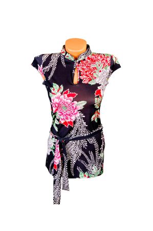 Stylish tunic with flowers isolated on a white background.の写真素材