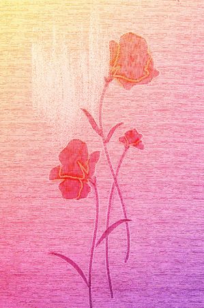Gentle poppies on the wonderful canvas background.の写真素材
