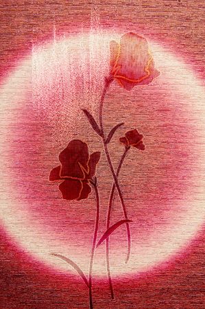 Stylish,embroidered poppies on the wonderful canvas background.の写真素材
