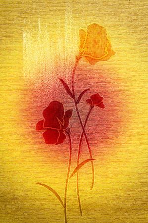 Toned poppies on the wonderful canvas background.の写真素材