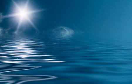 Unusually sun and  splendid blue sky above sea.の写真素材