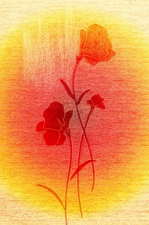 Nice poppies on the  canvas background.の写真素材