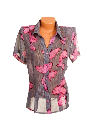 Stylish striped blouse isolated on a white background.の写真素材