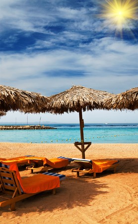 Wonderful solar beach in the Egypt.の写真素材