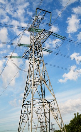 Electrical pylon on a background of the blue sky.の写真素材