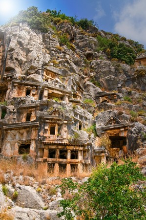 Historical tombs  in the mountains near Myra town. Turkey.の写真素材
