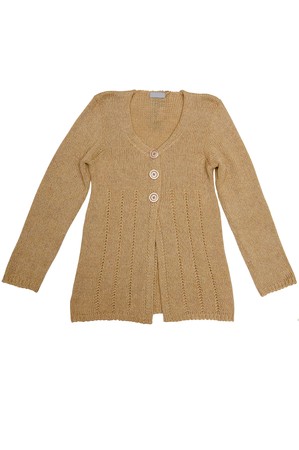 Elegant yellow cardigan isolated on a white background.の写真素材