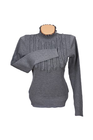 Grey,elegant sweater isolated on a white background.の写真素材