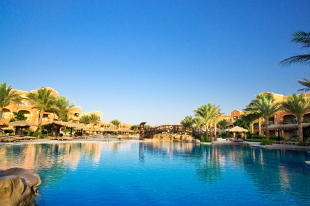 Luxury hotel swimming pool in the Egypt のeditorial素材