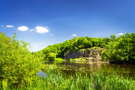 Nice view of wonderful river and blue sky.の写真素材