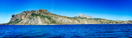 Wonderful panorama of rocks in  the Karadag. Koktebel, Crimea.の写真素材