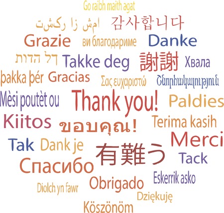 Thank You in many languages, vector illustrationのイラスト素材