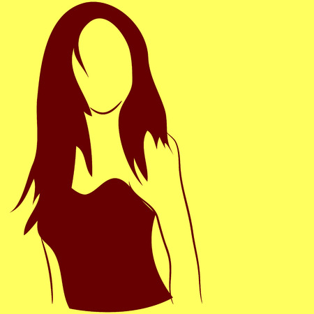 Vector illustration: Silhouette of girl turned round.のイラスト素材