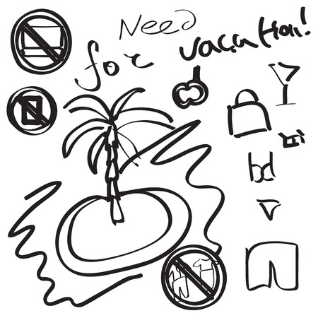 Summer hand-drawn sketch infographic plan. Vector illustration.のイラスト素材