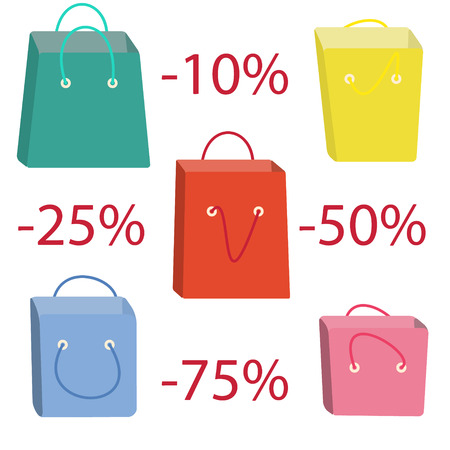 paper bags and discount, vectorのイラスト素材