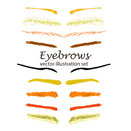 Hand drawn cartoon sketch eyebrows setのイラスト素材