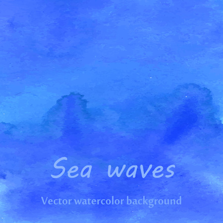 Bright blue sea waves watercolor background. Vector illustration.のイラスト素材