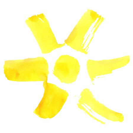 Watercolour sun design for your projects. Vector illustration.のイラスト素材
