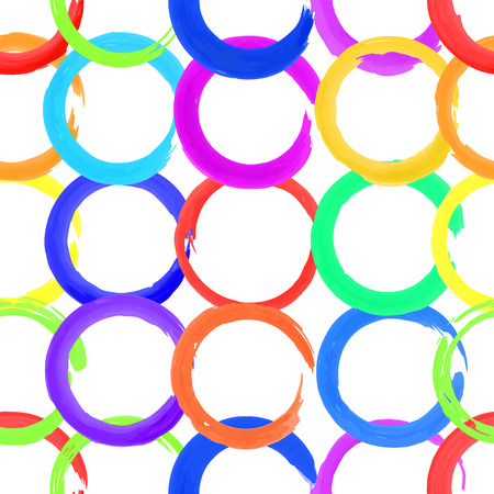 Bright colorful watercolor circles, seamless pattern for background. Vector illustration.のイラスト素材