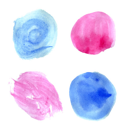 Pink and blue watercolor abstract backdrops for boy's and girl's scrapbooking. Vector web elements.のイラスト素材