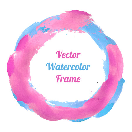 Pink and blue watercolor frame design with space for text. Vector illustration.のイラスト素材