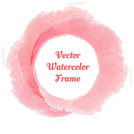 Pink red watercolor frame design with space for text. Vector illustration.のイラスト素材