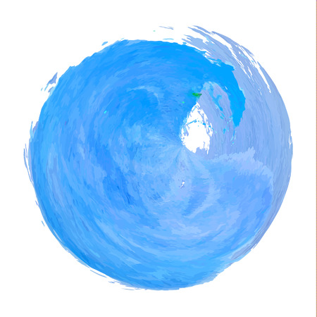Blue Smudged Watercolor Texture Background. Hand drawn vector circle.のイラスト素材
