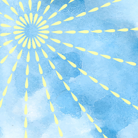 Blue sky and bright sun watercolor background. Vector illustration.のイラスト素材