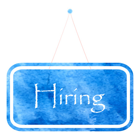 Hiring watercolor sign board. Vector illustration.のイラスト素材