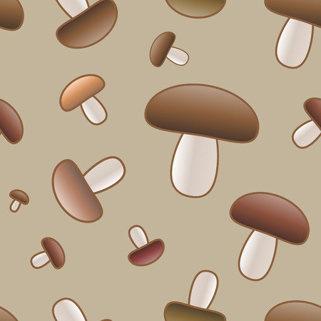 Boletus edulis, seamless pattern background with mushrooms. Vector illustration.のイラスト素材