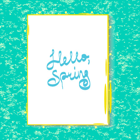 Hello spring hand written lettering. Vector illustration.のイラスト素材