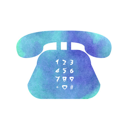 Watercolor retro phone icon for web developers. Vector illustration.のイラスト素材