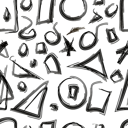 Sketched geometric shapes seamless transparent pattern can be used in any background.のイラスト素材