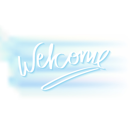 Welcome hand writing greetings for banner design made in vector.のイラスト素材