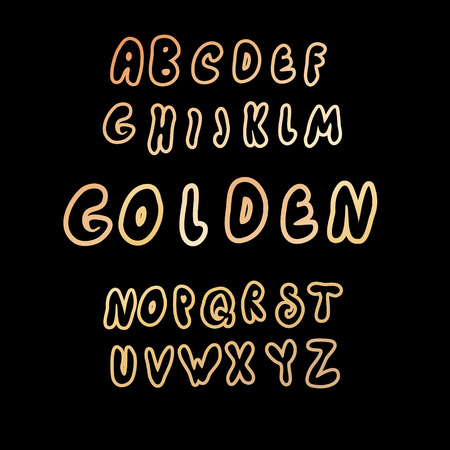 Gold hand drawn latin alphabet set for shiny design.のイラスト素材
