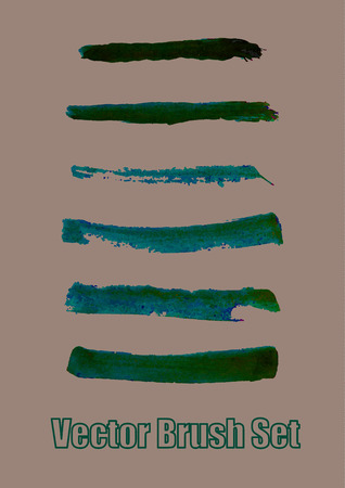 Dark green watercolour brushes  set. vector ink design for banners.のイラスト素材