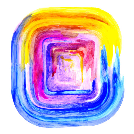 Watercolor spiral square. Rainbow colored banner design. Vector painting.のイラスト素材