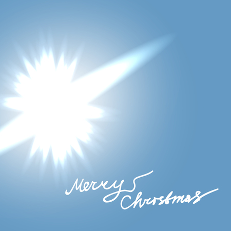 Shining sun rays, merry christmas hand written for greeting cardのイラスト素材