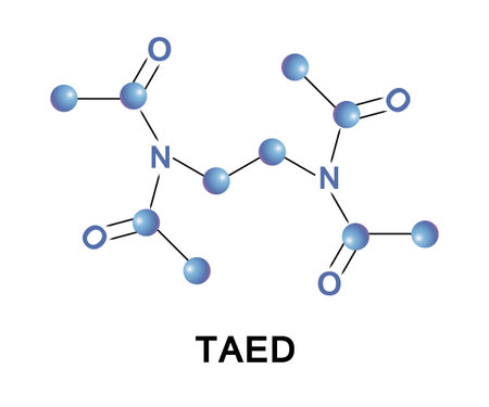 Tetraacetylethylenediamine, TAED, is produced by acetylation of ethylenediamine.のイラスト素材