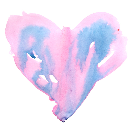 pink and blue painted heart illustration for st. valentine dayのイラスト素材