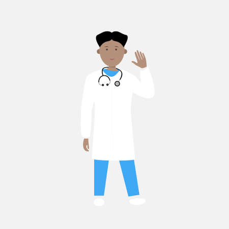 Vector illustration of a smiling afroamerican doctorのイラスト素材