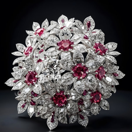 realistic image of a bouquet of flowers made of diamonds on white backgroundの素材