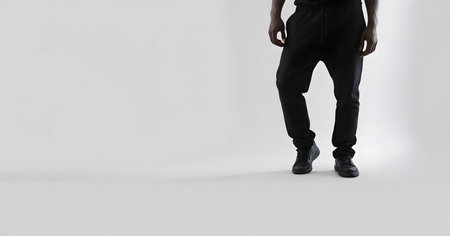 Silhouette of a man's bottom body part walkingの素材