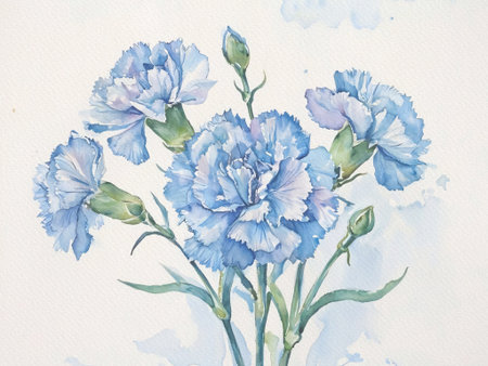Watercolor bouquet carnation flowers bouquet backgroundの写真素材