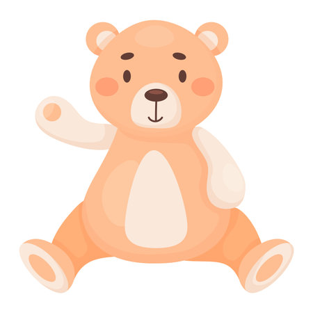 Children toy cute Teddy bear. sitting bear cub waves its paw. Vector illustration in cartoon style. kids collection.のイラスト素材